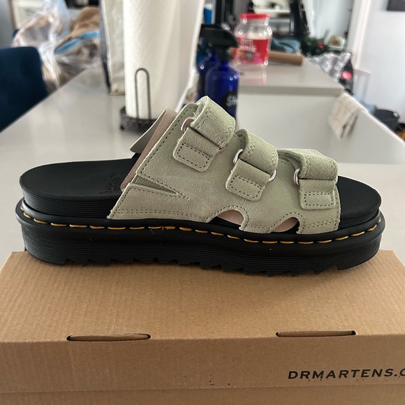 Dr. Martens Raine Slide Sandals in Sage Green - Picture 5 of 11